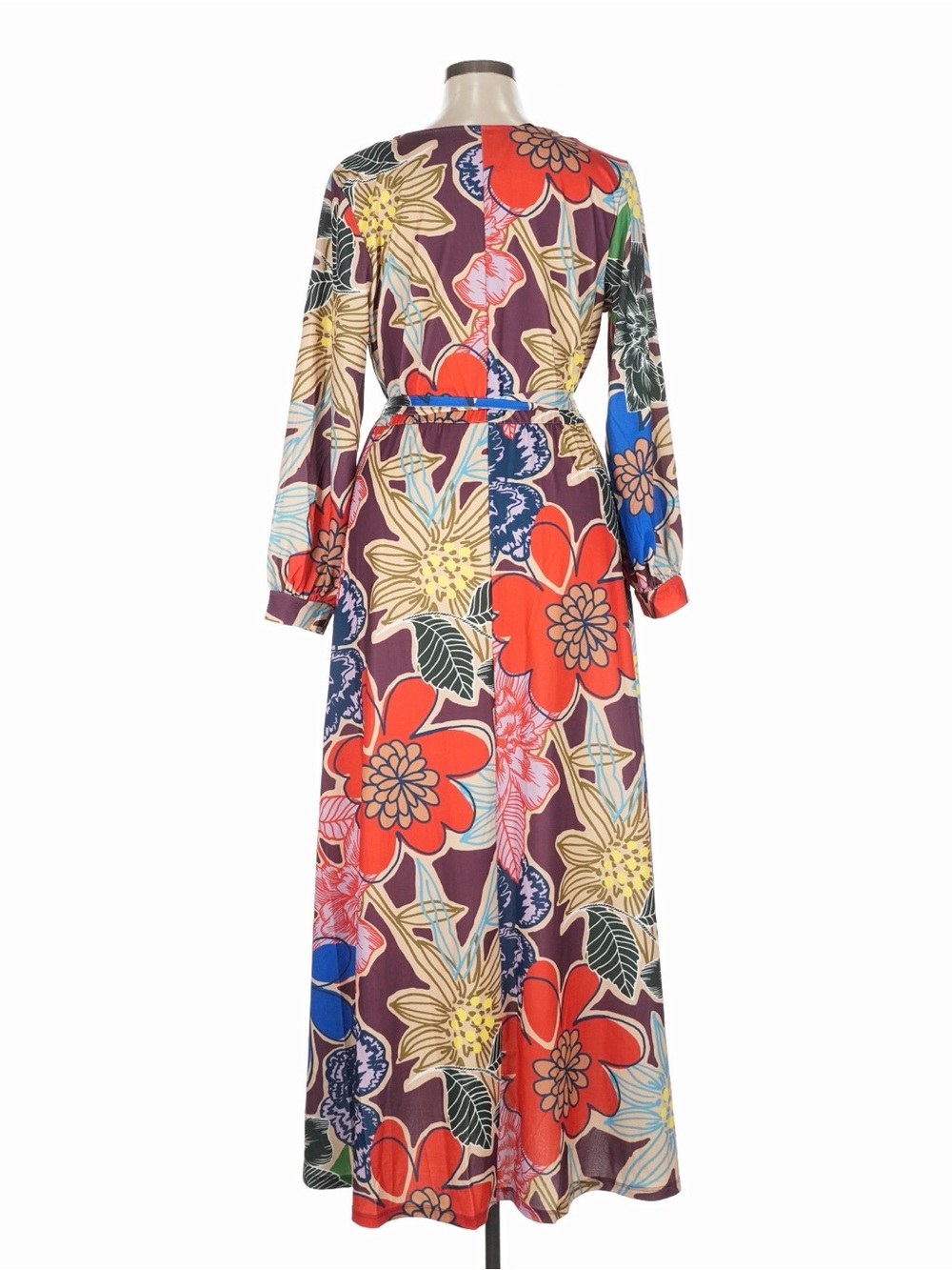 Eloquii Multicolor Floral V-Neck Long Sleeve Maxi Dress - Picture 2 of 5